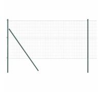 QJBSAVVA Kit Clôture de Jardin Complet avec Poteaux 1 x 25 m, Grillage Euro en Acier et PVC Vert, Rouleau de Clôture Extérieure pour Délimitation Terrain, Cour et Espace