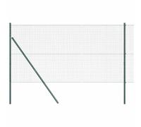 QJBSAVVA Kit Clôture de Jardin Vert en Acier et PVC avec 26 Poteaux, Barrière Extérieure Résistante aux Intempéries pour Délimitation Terrasse et Cour, Dimensions 25 m x 1,2 m