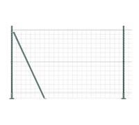 QJBSAVVA Kit de Clôture avec Poteaux Vert 1,6 x 10 m, Grillage Euro en Acier et PVC avec Plaques de Base, Délimitation pour Jardin, Cour et Espace Extérieur