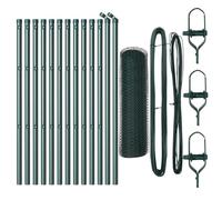 QJBSAVVA Kit de Clôture de Jardin avec 13 Poteaux en Acier et PVC, Barrière de Protection Extérieure pour Délimitation et Sécurisation de Terrasse et Pelouse, 25 x 0,8 m, Vert