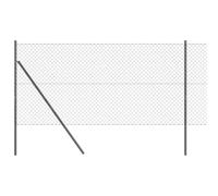 QJBSAVVA Kit de Clôture de Jardin avec 5 Poteaux et Grillage en Rouleau Acier et PVC Gris 25 x 1 m Maille 40x40 mm Barrière de Délimitation pour Extérieur et Terrasse
