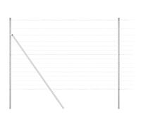 QJBSAVVA Kit de Clôture de Jardin avec 52 Piquets, Clôture en Acier Galvanisé 25 x 1,6 m, Barrière Métallique Robuste pour Délimitation Extérieure et Terrasse
