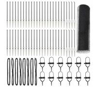 QJBSAVVA Kit de Clôture de Jardin avec 52 Poteaux en Acier et PVC, Grillage Résistant aux Intempéries pour Clôturer Terrasse et Cour, Dimensions 10000 x 3,2 x 100 cm, Gris