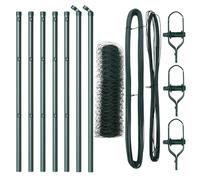 QJBSAVVA Kit de Clôture de Jardin avec 7 Poteaux, Grillage Extérieur en Acier et PVC Vert, 10m x 50cm, Barrière de Sécurité et Délimitation pour Potager, Cour et Terrasse
