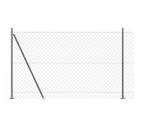 QJBSAVVA Kit de Clôture de Jardin en Acier et PVC avec 5 Poteaux, Grillage en Rouleau Gris de 10 x 1,6 m, Maillage 60x60 mm, Barrière Durable pour Délimitation Extérieure