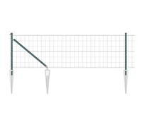 QJBSAVVA Kit de Clôture de Jardin en Rouleau avec Poteaux et Pointes, Grillage Euro Vert en Acier et PVC, 0,4 x 25 m, Barrière Métallique Extérieure pour Délimitation Terrasse