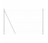 QJBSAVVA Kit de Clôture Euro avec Poteaux Argenté 1,6 x 10 m, Grillage de Jardin en Acier Robuste, Barrière de Délimitation pour Extérieur, Terrasse et Propriété