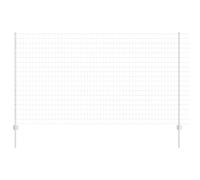 QJBSAVVA Kit de Clôture Euro avec Poteaux en Acier Argenté, Grillage en Rouleau pour Jardin et Terrasse, Finition Revêtement en Poudre, Dimensions 1000 x 2,7 x 140 cm