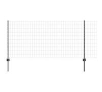 QJBSAVVA Kit de Clôture Euro avec Poteaux en Acier et PVC, Grillage de Jardin pour Délimitation Extérieure, Terrasse et Patio, Fixations Incluses, Gris, 1000 x 2,7 x 100 cm