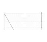QJBSAVVA Kit de Grillage de Jardin avec 5 Poteaux de Clôture en Acier Argenté, Clôture Métallique Résistante de 25 x 0,8 m, Maille 40 x 40 mm pour Délimitation Extérieure et Terrasse