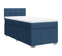 QJBSAVVA Lit 1 Place avec Matelas Ressorts et Surmatelas Bleu 100x200 cm | Mobilier complet pour chambre à coucher avec sommier à lattes, tête de lit réglable et matelas confortable.
