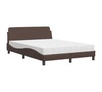 QJBSAVVA Lit 1 Place et Demi 120x200 cm avec Matelas en Mousse Marron | Lit complet avec cadre en similicuir marron et matelas mousse réversible H2/H3 pour le confort de votre chambre.