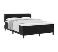 QJBSAVVA Lit à Ressorts 140x190 Velours Noir avec Matelas et Surmatelas | Lit complet pour adulte avec cadre en bois robuste, idéal pour moderniser le style de votre chambre à coucher.