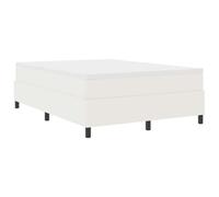 QJBSAVVA Lit à Ressorts 160x200 cm en Velours Côtelé Crème et Blanc | Lit complet moderne pour chambre à coucher avec matelas à ressorts ensachés et surmatelas pour un confort optimal.