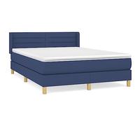 QJBSAVVA Lit à Sommier 140x190 cm avec Matelas et Surmatelas Bleu | Mobilier complet pour chambre à coucher avec tête de lit réglable en hauteur et structure robuste en bois de mélèze.