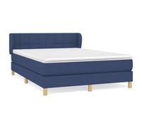 QJBSAVVA Lit à Sommier 140x190 cm avec Matelas et Surmatelas Bleu Tissu | Lit de chambre à coucher avec tête réglable, matelas à ressorts ensachés et surmatelas moelleux pour un repos serein.