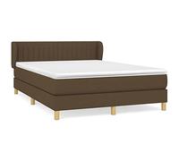 QJBSAVVA Lit à Sommier 140x190 cm avec Matelas et Surmatelas Marron | Ensemble complet pour chambre à coucher avec tête de lit réglable, sommier solide et matelas à ressorts ensachés.