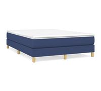 QJBSAVVA Lit à Sommier 140x200 cm avec Matelas et Surmatelas Bleu | Ensemble complet pour chambre avec cadre en tissu robuste, matelas à ressorts ensachés et surmatelas en mousse.
