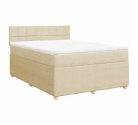 QJBSAVVA Lit à Sommier 140x200 cm avec Matelas et Surmatelas Crème | Ce mobilier complet pour chambre à coucher comprend une structure stable en pin et un matelas à ressorts ensachés.