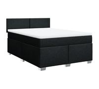 QJBSAVVA Lit à Sommier 140x200 cm avec Matelas et Surmatelas Noir | Ensemble de lit complet pour chambre à coucher avec matelas à ressorts ensachés et surmatelas lavable.