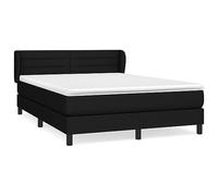 QJBSAVVA Lit à Sommier 140x200 cm Noir avec Matelas et Surmatelas Tissu | Ensemble complet pour chambre à coucher avec cadre robuste, tête de lit réglable et couchage ergonomique.