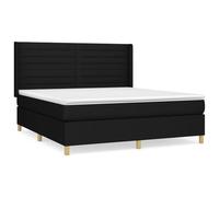 QJBSAVVA Lit à Sommier 160x200 cm avec Matelas et Surmatelas Noir | Ensemble lit double complet pour chambre à coucher avec tête de lit réglable et matelas à ressorts ensachés.