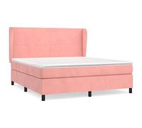 QJBSAVVA Lit à Sommier 180x200 cm avec Matelas et Surmatelas Velours Rose
