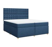 QJBSAVVA Lit à Sommier 200x200 cm avec 2 Matelas et Surmatelas Bleu | Ensemble de lit complet pour chambre à coucher avec sommier à lattes, tête de lit réglable et surmatelas déhoussable.