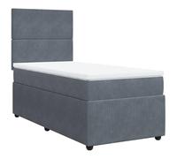 QJBSAVVA Lit à Sommier 80x200 cm avec Matelas et Surmatelas Gris Foncé | Ensemble de lit complet pour chambre à coucher avec tête de lit réglable et revêtement en velours doux.