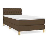 QJBSAVVA Lit à Sommier 90x190 cm avec Matelas et Surmatelas Marron Foncé | Ce lit complet pour chambre à coucher inclut un sommier en tissu, un matelas à ressorts ensachés et un surmatelas moelleux.