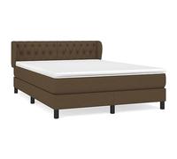 QJBSAVVA Lit à Sommier avec Matelas et Surmatelas 140x190 cm Marron | Structure de lit complète pour chambre avec tête de lit réglable, matelas à ressorts ensachés et surmatelas doux.
