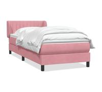 QJBSAVVA Lit à Sommier avec Matelas et Surmatelas Velours Rose 80x220 cm | Ensemble complet de literie en velours doux pour chambre à coucher, incluant tête de lit réglable et matelas.