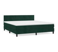 QJBSAVVA Lit à Sommier avec Matelas et Surmatelas Vert Foncé 160x200cm | Lit double complet pour chambre adulte avec tête de lit réglable, matelas à ressorts et surmatelas moelleux.