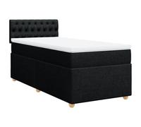 QJBSAVVA Lit à Sommier Complet 80x200 cm avec Matelas et Surmatelas Noir | Mobilier de chambre moderne avec cadre de lit robuste en tissu, matelas ergonomique et surmatelas.