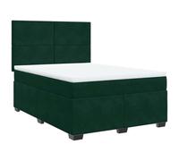 QJBSAVVA Lit à Sommier et Matelas Vert Foncé Velours 160x200cm | Ensemble lit complet avec surmatelas et tête de lit réglable pour votre chambre à coucher moderne.