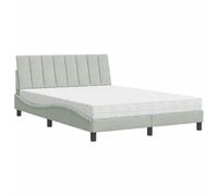 QJBSAVVA Lit avec Matelas Hanko 120x200 cm Cadre en Velours Gris Clair | Ensemble complet de lit 1 place et demi pour chambre a coucher avec matelas mousse H2 H3 reversible et sommier.
