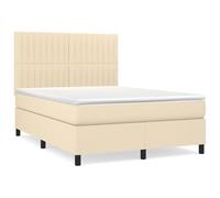 QJBSAVVA Lit avec Matelas Ressorts et Surmatelas Crème 140x190 cm