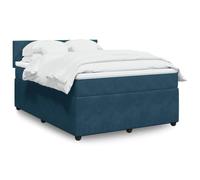 QJBSAVVA Lit avec Sommier Matelas et Surmatelas Velours Bleu 140x190 cm | Ensemble de literie complet pour adulte avec tête de lit capitonnée, idéal pour meubler votre chambre à coucher.