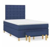 QJBSAVVA Lit Boxspring 120x190 cm Bleu avec Matelas et Banc 5 Pcs