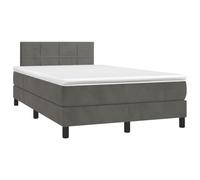 QJBSAVVA Lit Boxspring 120x190 Velours avec Matelas et Surmatelas Gris | Ensemble de chambre avec structure en bois de pin, tête de lit réglable, matelas à ressorts et surmatelas doux.