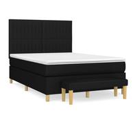 QJBSAVVA Lit Boxspring 140x190 avec Matelas et Banc Tissu Noir 5 pcs