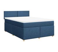QJBSAVVA Lit Boxspring 140x190 avec Matelas Ressorts et Surmatelas Bleu | Ensemble lit double avec sommier à lattes, matelas ferme moyenne et surmatelas lavable pour chambre à coucher.