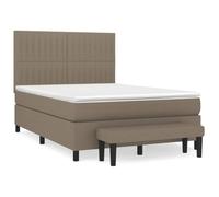 QJBSAVVA Lit Boxspring 140x190 avec Matelas Surmatelas et Banc Taupe 5 Pcs