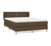 QJBSAVVA Lit Boxspring 140x190 cm avec Matelas et Surmatelas Marron | Structure complète pour chambre incluant sommier en mélèze robuste, tête réglable ainsi que soutien mi-ferme.