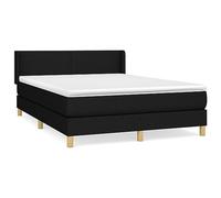 QJBSAVVA Lit Boxspring 140x190 cm avec Matelas Surmatelas Tissu Noir | Ensemble lit complet avec tête réglable pour optimiser le confort de votre chambre à coucher.