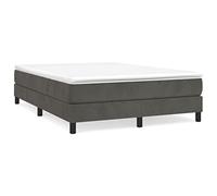 QJBSAVVA Lit Boxspring 140x190 Gris Foncé avec Matelas et Surmatelas | Ensemble de literie complet en velours doux pour optimiser le confort de votre chambre à coucher moderne.