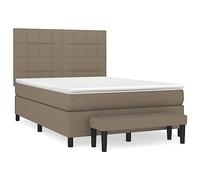 QJBSAVVA Lit Boxspring 140x190 Matelas Surmatelas Banc 5 pcs Taupe | Ensemble complet pour chambre à coucher avec sommier en tissu, tête de lit réglable et assise supplémentaire.