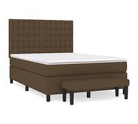 QJBSAVVA Lit Boxspring 140x200 avec Matelas Surmatelas et Banc Marron | Ensemble lit complet 5 pièces avec tête de lit réglable et banc pour embellir votre chambre à coucher.