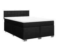 QJBSAVVA Lit Boxspring 140x200 cm avec Matelas et Surmatelas Noir | Ensemble de lit double complet pour la chambre à coucher avec structure solide en pin et revêtement en tissu noir.