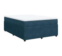 QJBSAVVA Lit Boxspring 140x200 cm Bleu Velours avec Matelas et Surmatelas | Ensemble complet pour chambre à coucher avec lit en velours, matelas à ressorts ensachés et surmatelas moelleux.